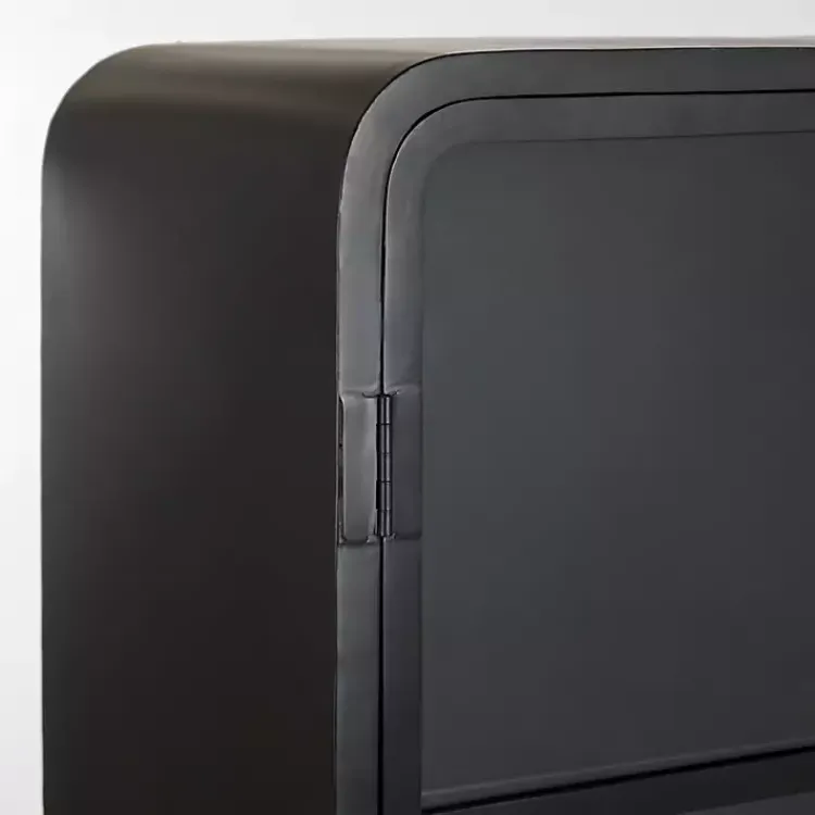 Cabinets & Sideboards-Kirklands Home Metal & Glass 2-Door Bentley Cabinet Black