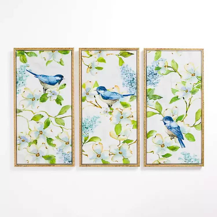 Canvas Art-Kirklands Home Bluebird Paradise Framed Canvas Prints, Set of 3