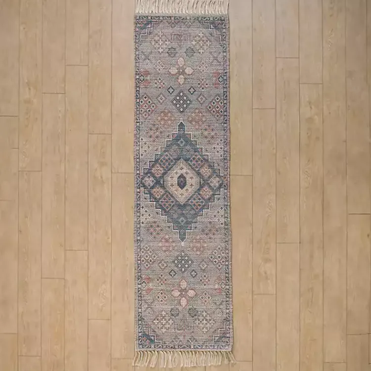 Area Rugs-Kirklands Home Bylas Navy Medallion Runner, 2x7 Blue