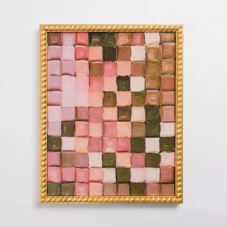 Canvas Art-Kirklands Home Blush Checkerboard Framed Canvas Art Print