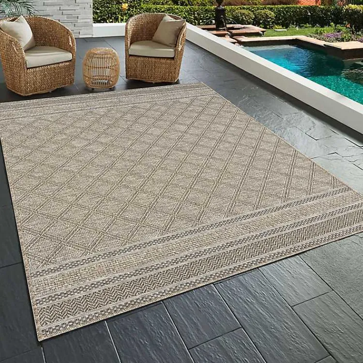 Outdoor Rugs-Kirklands Home Diamond Lattice Indoor/Outdoor Rug, 5x7 Brown