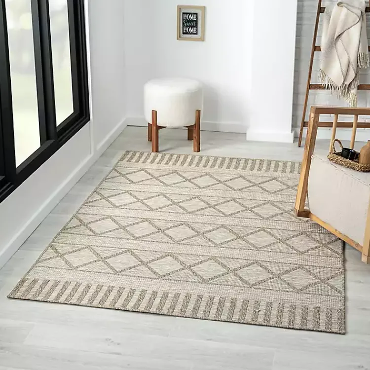Outdoor Rugs-Kirklands Home Transitional Stripes Indoor/Outdoor Rug, 5x7 Brown