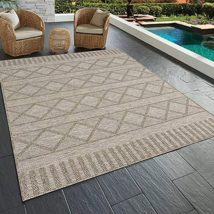 Outdoor Rugs-Kirklands Home Transitional Stripes Indoor/Outdoor Rug, 5x7 Brown