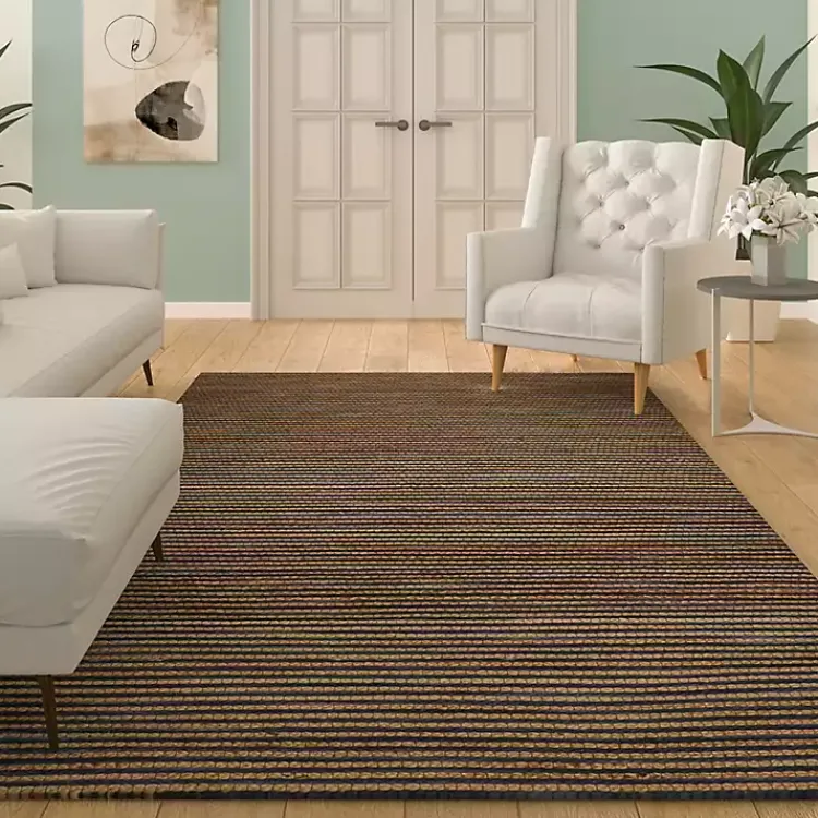 Area Rugs-Kirklands Home Navy Jute and Wool Woven Area Rug, 5x8