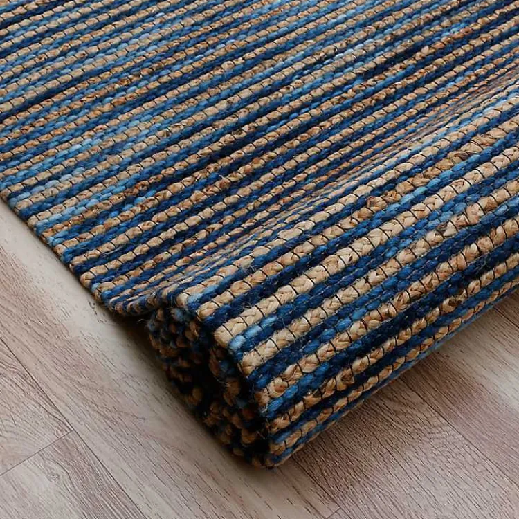 Area Rugs-Kirklands Home Navy Jute and Wool Woven Area Rug, 5x8