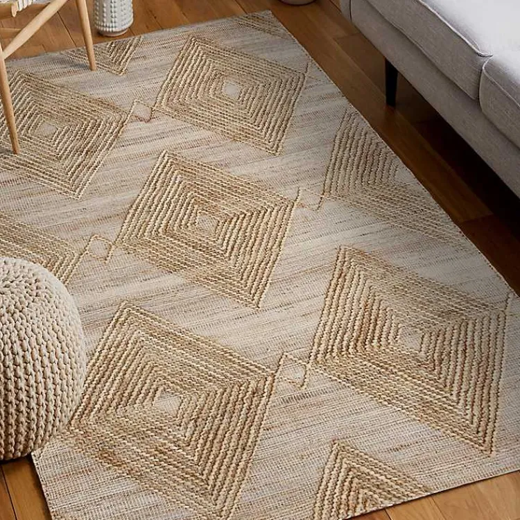 Area Rugs-Kirklands Home Natural Jute Diamond Modern Woven Area Rug, 5x8 Brown