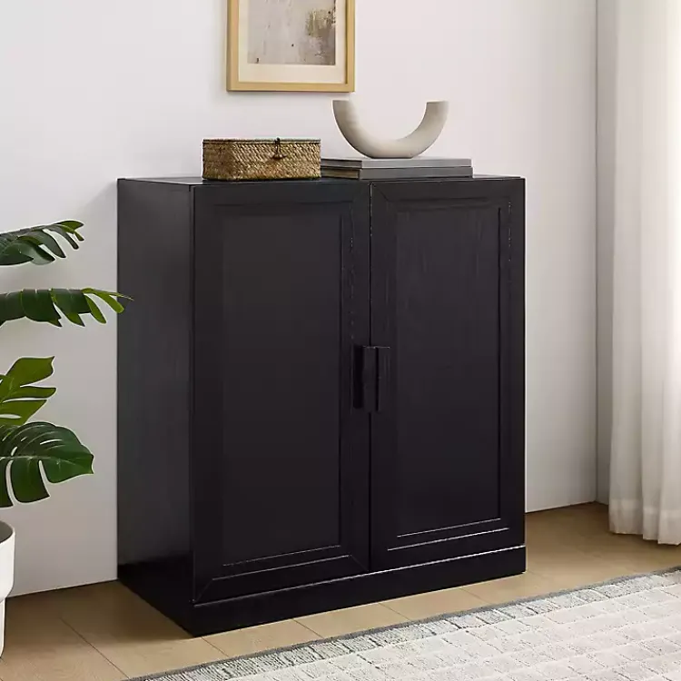 Cabinets & Sideboards-Kirklands Home Wood Grain Stackable Storage Cabinet Black