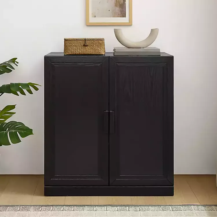 Cabinets & Sideboards-Kirklands Home Wood Grain Stackable Storage Cabinet Black