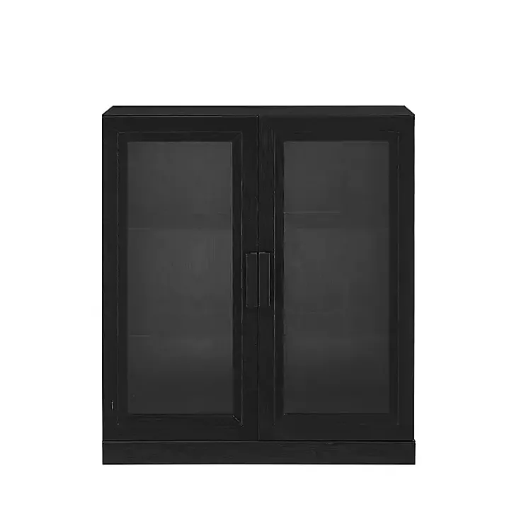 Cabinets & Sideboards-Kirklands Home Black Wood and Glass Stackable Storage Cabinet
