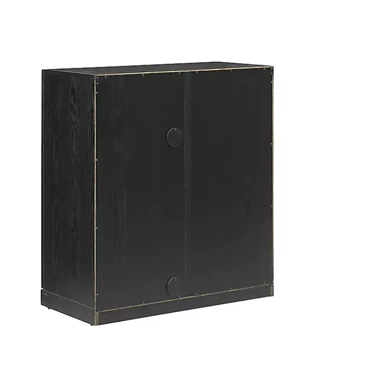 Cabinets & Sideboards-Kirklands Home Black Wood and Glass Stackable Storage Cabinet
