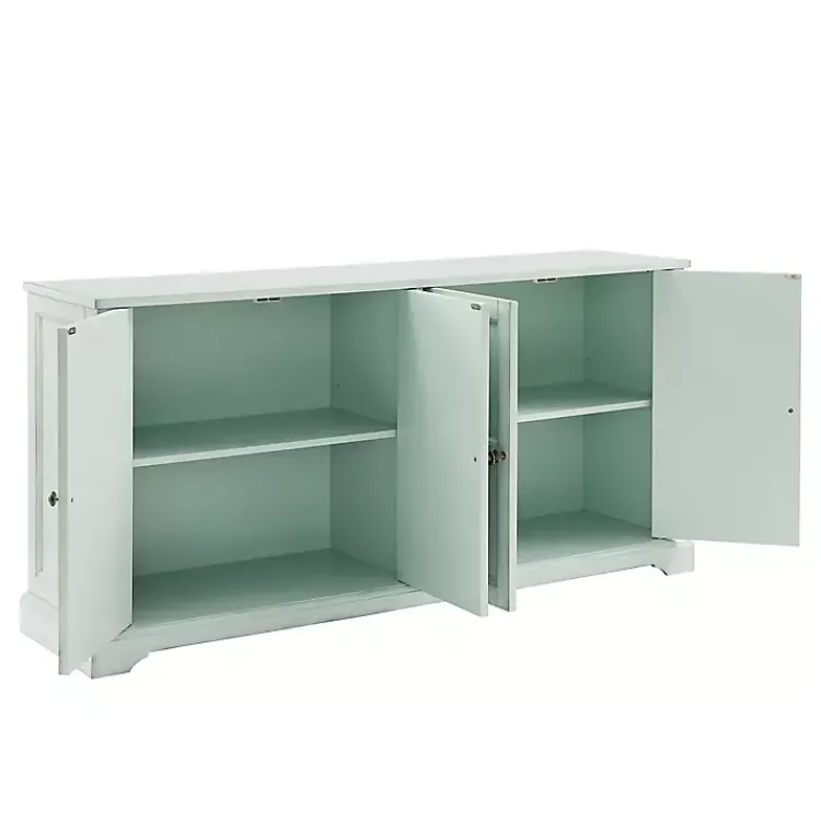 Cabinets & Sideboards-Kirklands Home Light Paneled 4-Door Sideboard Blue