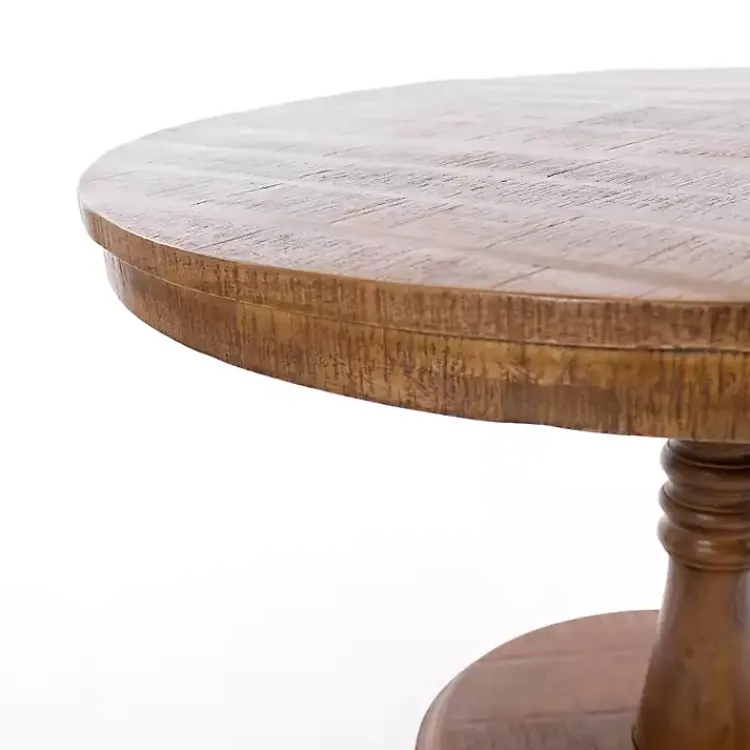 Dining Tables-Kirklands Home Round Wood Pedestal Dining Table Brown