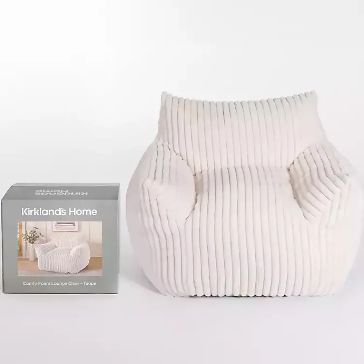 Accent Chairs-Kirklands Home Cream Comfy Foam Lounge Chair White