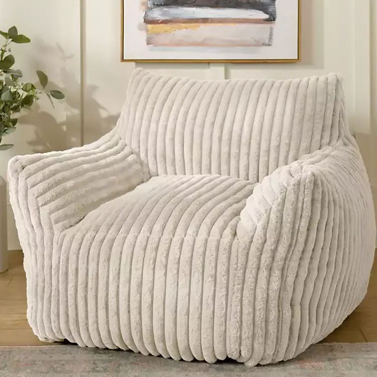 Accent Chairs-Kirklands Home Cream Comfy Foam Lounge Chair White