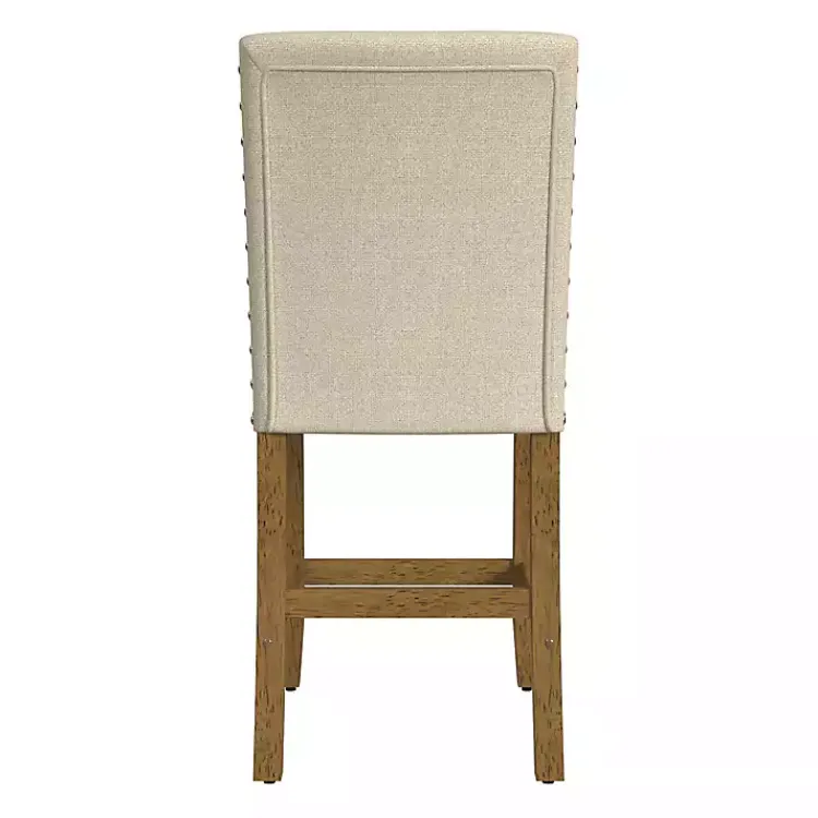 Bar Stools & Counter Height Stools-Kirklands Home Upholstered Nailhead Trim Counter Stool Tan