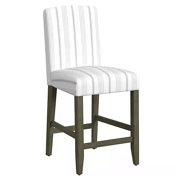 Bar Stools & Counter Height Stools-Kirklands Home Dove Gray Striped Upholstered Bar Stool