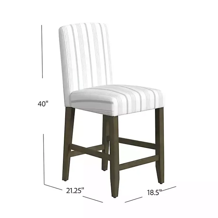 Bar Stools & Counter Height Stools-Kirklands Home Dove Gray Striped Upholstered Bar Stool