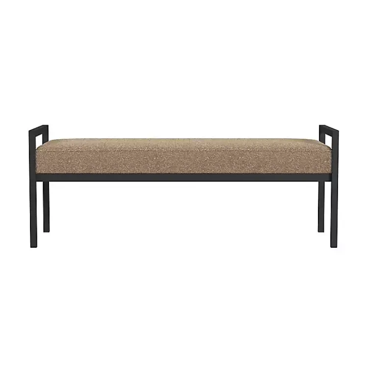 Benches & Ottomans-Kirklands Home Boucle Upholstered Metal Frame Bench Brown