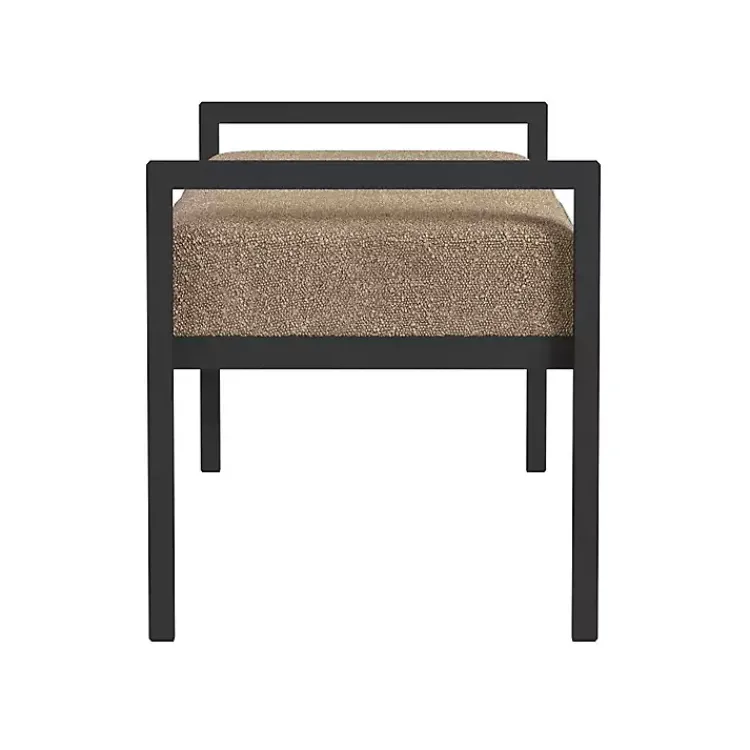 Benches & Ottomans-Kirklands Home Boucle Upholstered Metal Frame Bench Brown