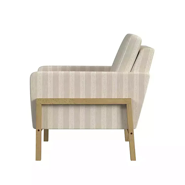 Accent Chairs-Kirklands Home Tan Striped Upholstered Wood Frame Armchair