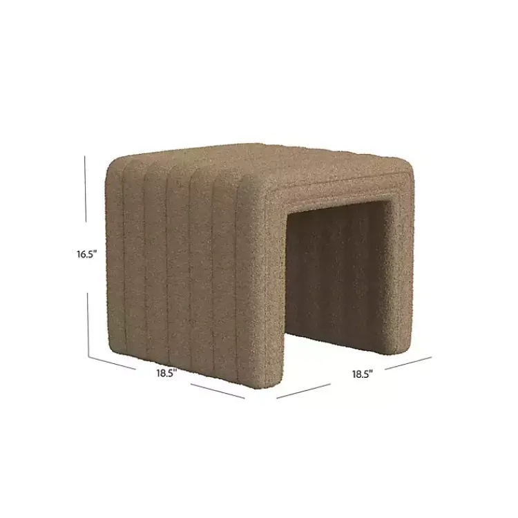 Benches & Ottomans-Kirklands Home Boucle Channeled Upholstered Ottoman Brown