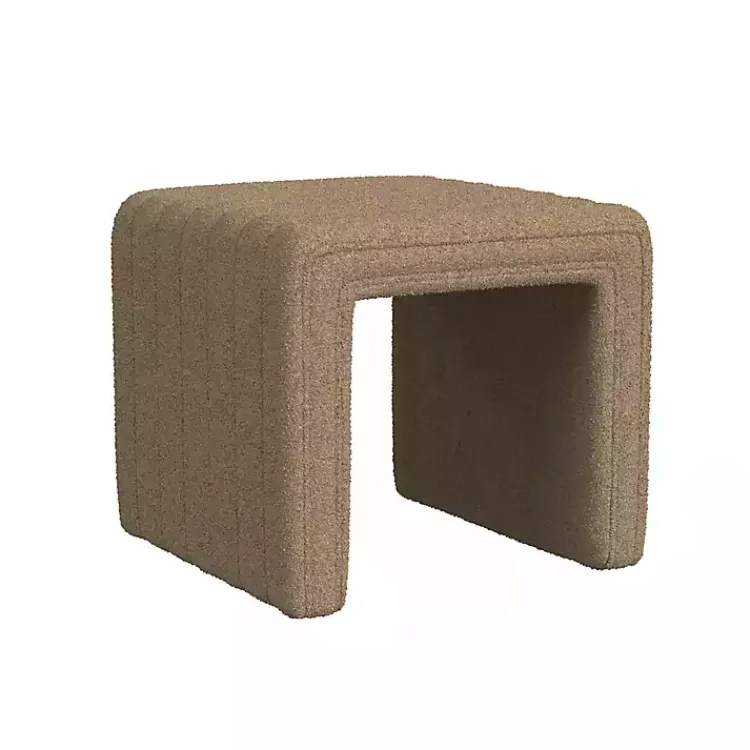 Benches & Ottomans-Kirklands Home Boucle Channeled Upholstered Ottoman Brown