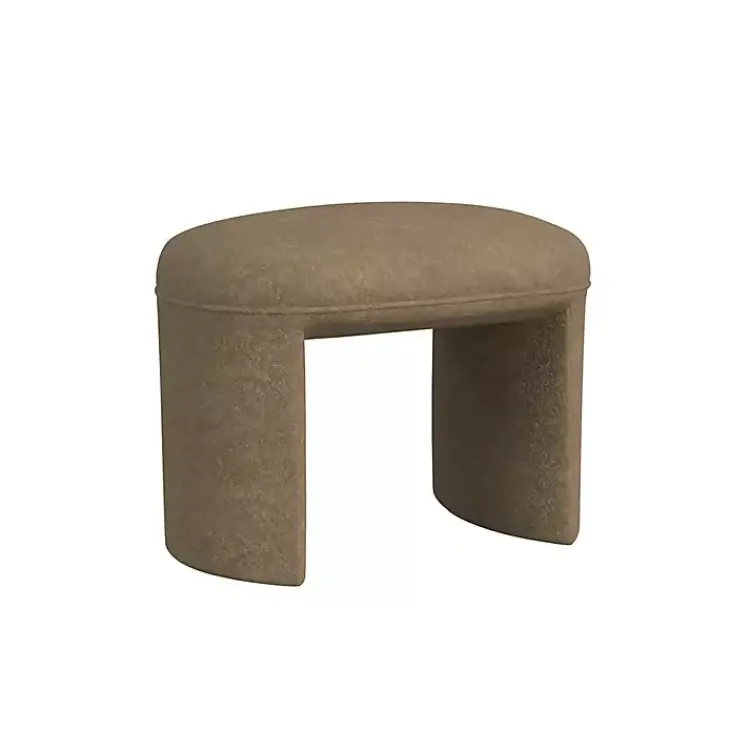 Benches & Ottomans-Kirklands Home Mocha Oval Upholstered Ottoman Brown