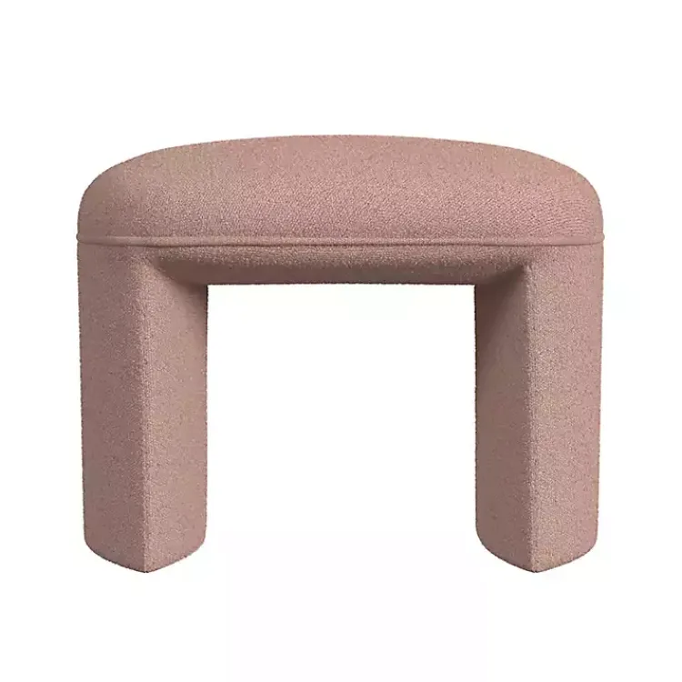 Benches & Ottomans-Kirklands Home Boucle Oval Upholstered Ottoman Pink