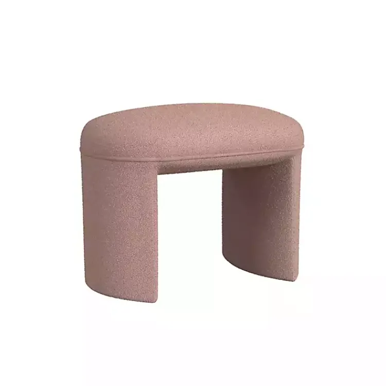 Benches & Ottomans-Kirklands Home Boucle Oval Upholstered Ottoman Pink