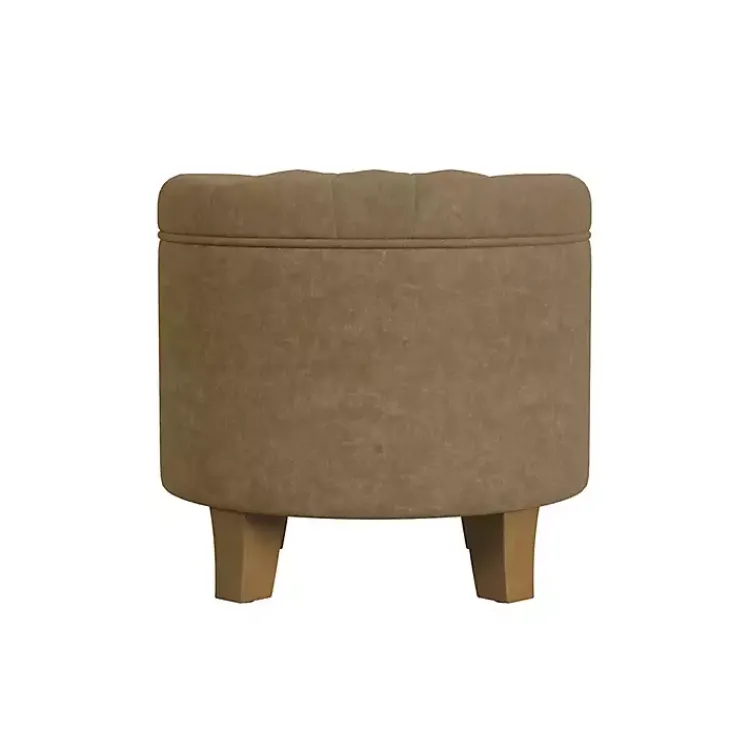 Benches & Ottomans-Kirklands Home Mocha Velvet Tufted Storage Ottoman Brown