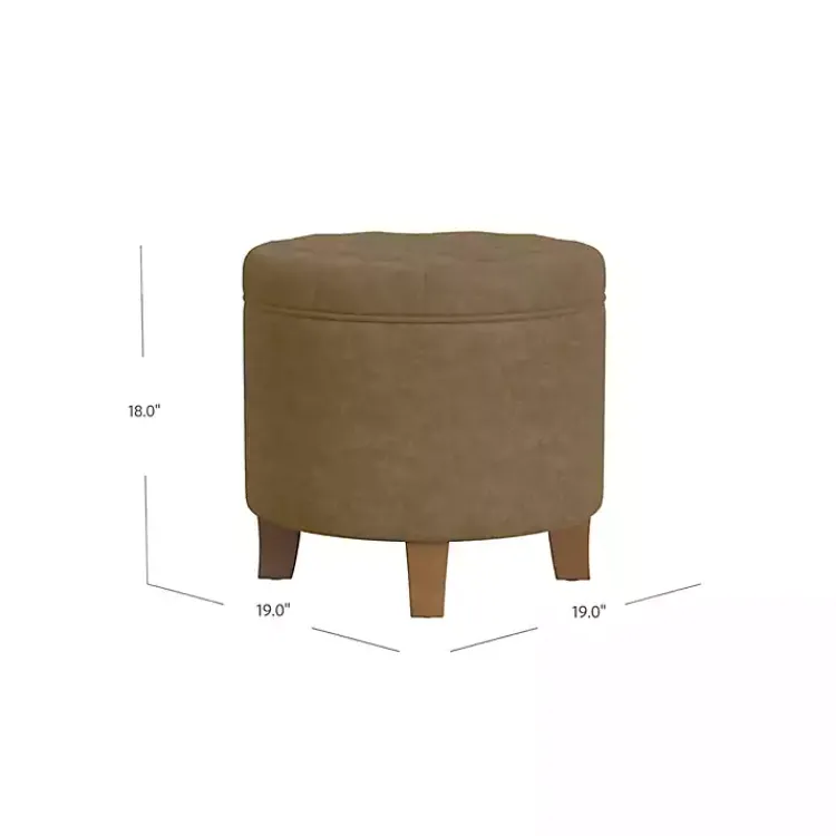 Benches & Ottomans-Kirklands Home Mocha Velvet Tufted Storage Ottoman Brown