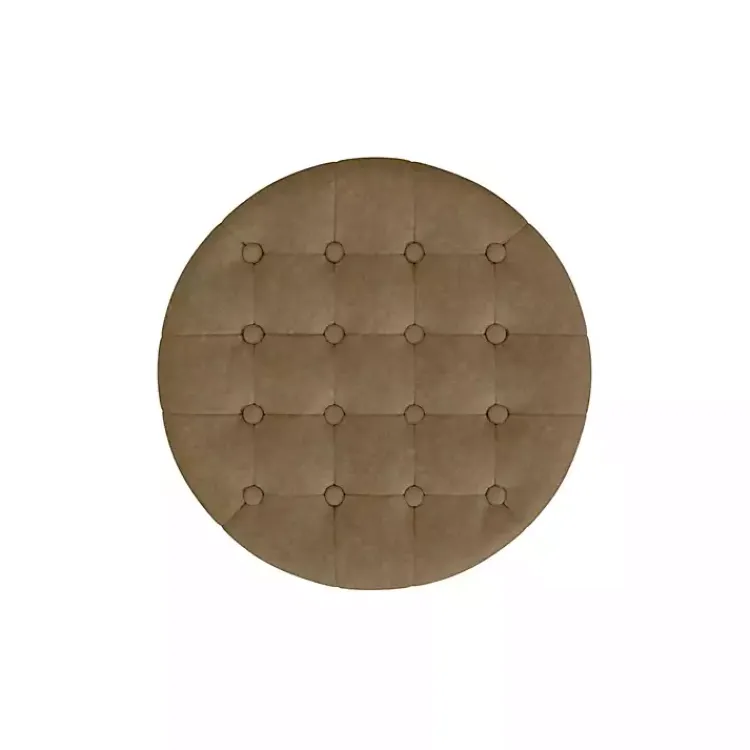 Benches & Ottomans-Kirklands Home Mocha Velvet Tufted Storage Ottoman Brown