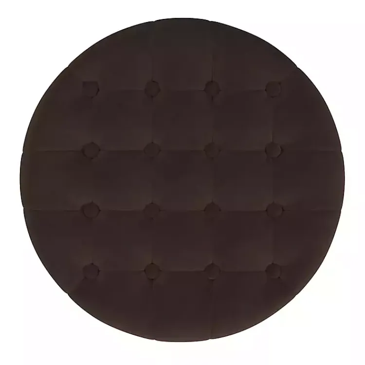 Benches & Ottomans-Kirklands Home Espresso Velvet Tufted Storage Ottoman Brown