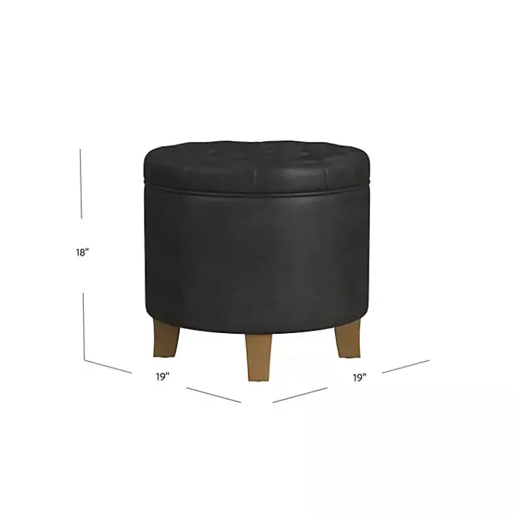 Benches & Ottomans-Kirklands Home Espresso Faux Leather Tufted Storage Ottoman Brown