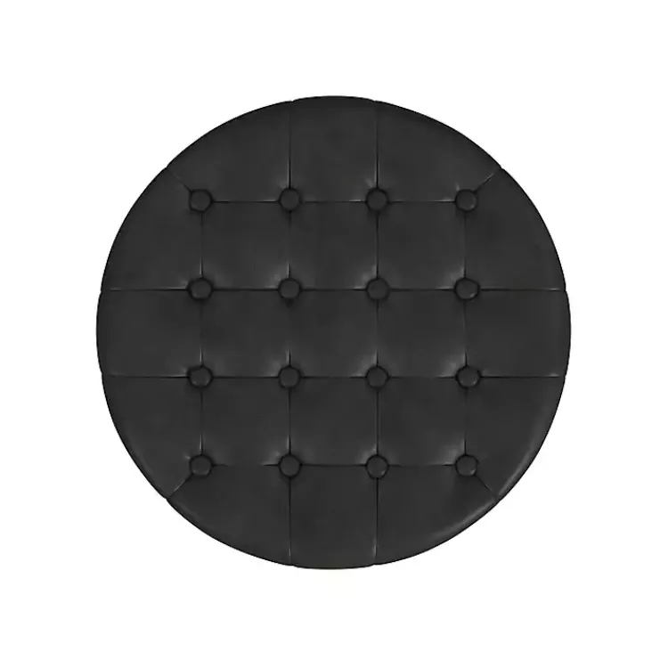 Benches & Ottomans-Kirklands Home Espresso Faux Leather Tufted Storage Ottoman Brown