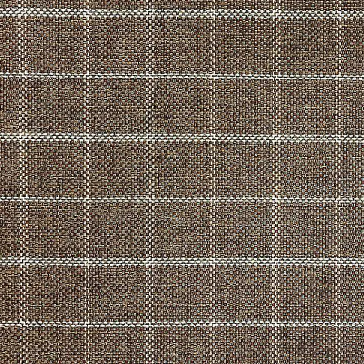 Benches & Ottomans-Kirklands Home Plaid Upholstered Square Storage Ottoman Brown