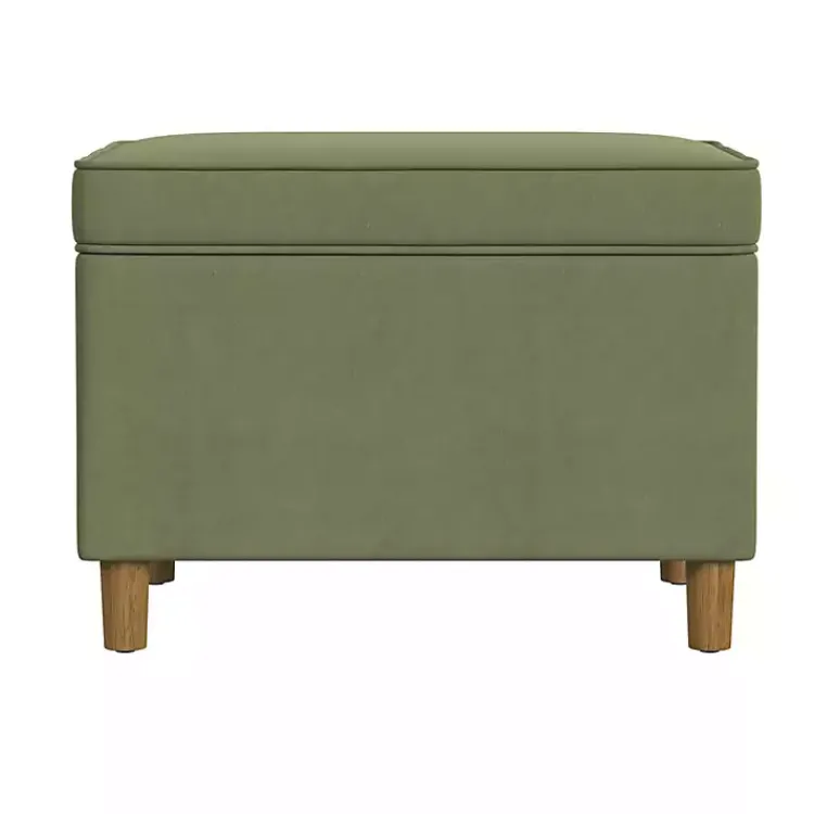 Benches & Ottomans-Kirklands Home Sage Velvet Rectangle Storage Ottoman Green