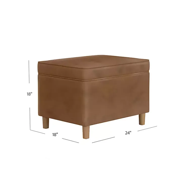 Benches & Ottomans-Kirklands Home Chocolate Faux Leather Storage Ottoman Brown