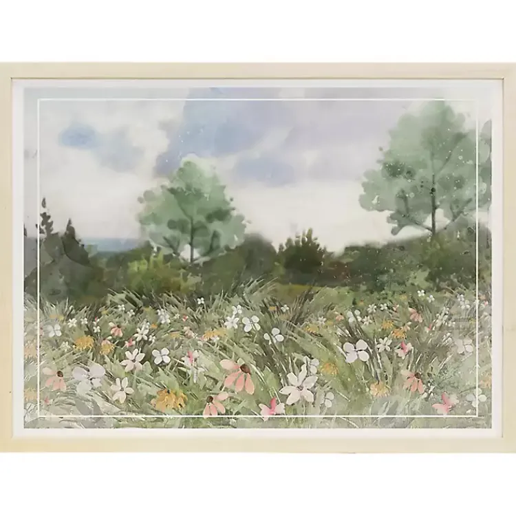 Framed Art-Kirklands Home Floral Field Framed Art Print Green