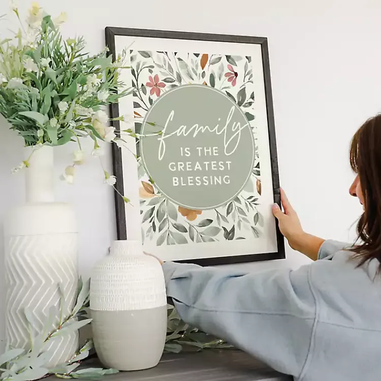 Wall Quotes & Signs-Kirklands Home Family Blessing Floral Framed Wall Plaque