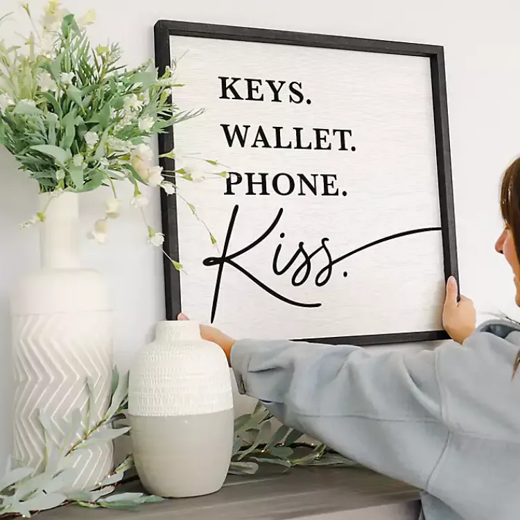 Wall Quotes & Signs-Kirklands Home Keys Wallet Kiss Framed Wall Plaque
