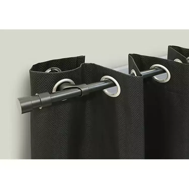 Curtain Rods & Hardware-Kirklands Home Black Metal Blackout Finial Curtain Rod, 36 in.