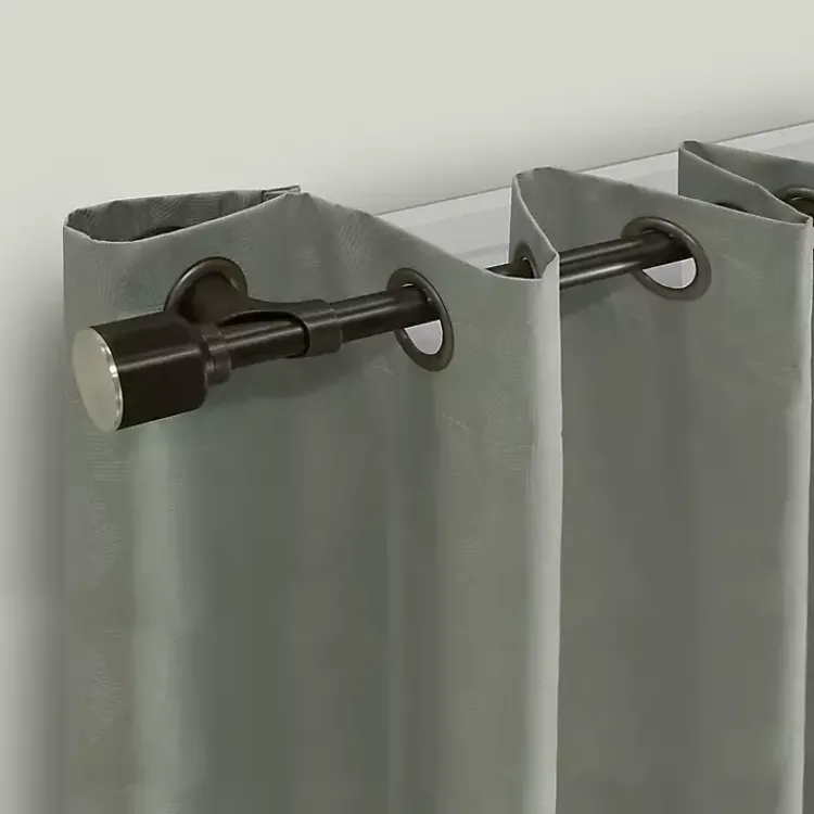 Curtain Rods & Hardware-Kirklands Home Espresso Metal Blackout Finial Curtain Rod, 72 in.