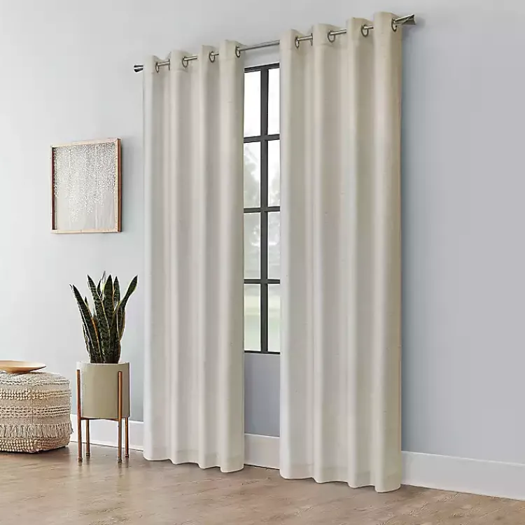 Curtains & Drapes-Kirklands Home Neutral Light Filtering Curtain Panel, 95 in. Ivory