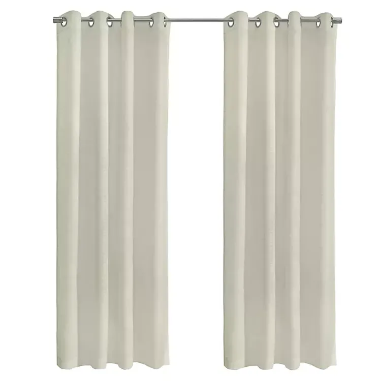 Curtains & Drapes-Kirklands Home Boucle Sheer Single Curtain Panel, 95 in. Ivory