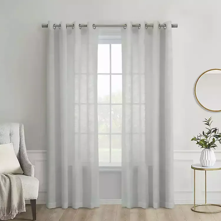 Curtains & Drapes-Kirklands Home Boucle Sheer Single Curtain Panel, 108 in. Gray