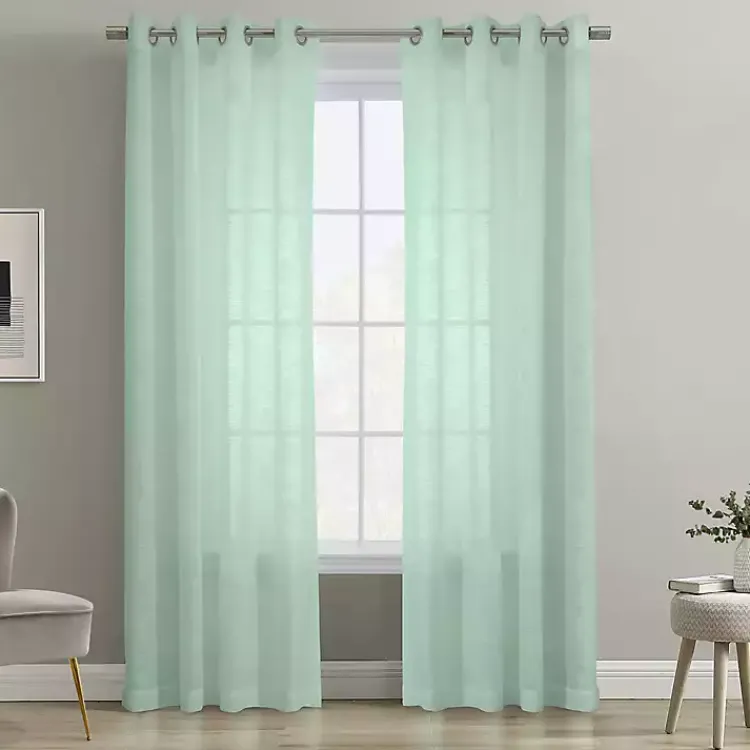 Curtains & Drapes-Kirklands Home Seafoam Boucle Sheer Curtain Panel, 108 in. Green