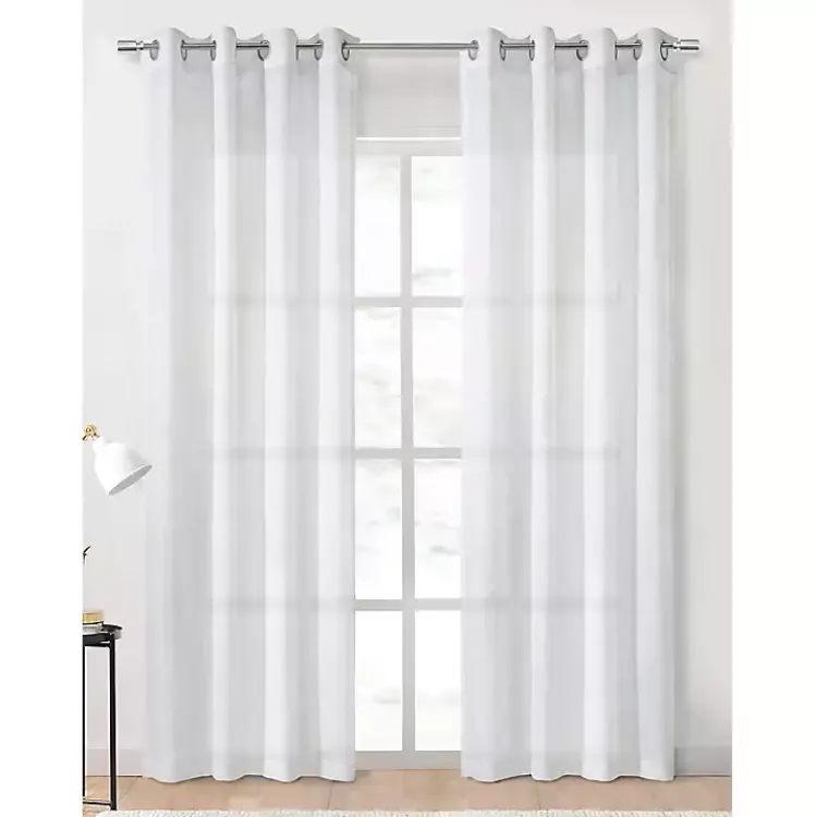 Curtains & Drapes-Kirklands Home Diamond Sheer Curtain Panel, 84 in. White
