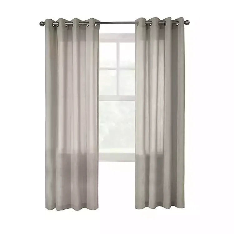 Curtains & Drapes-Kirklands Home Beige Linen Light Filtering Curtain Panel, 108 in. Brown