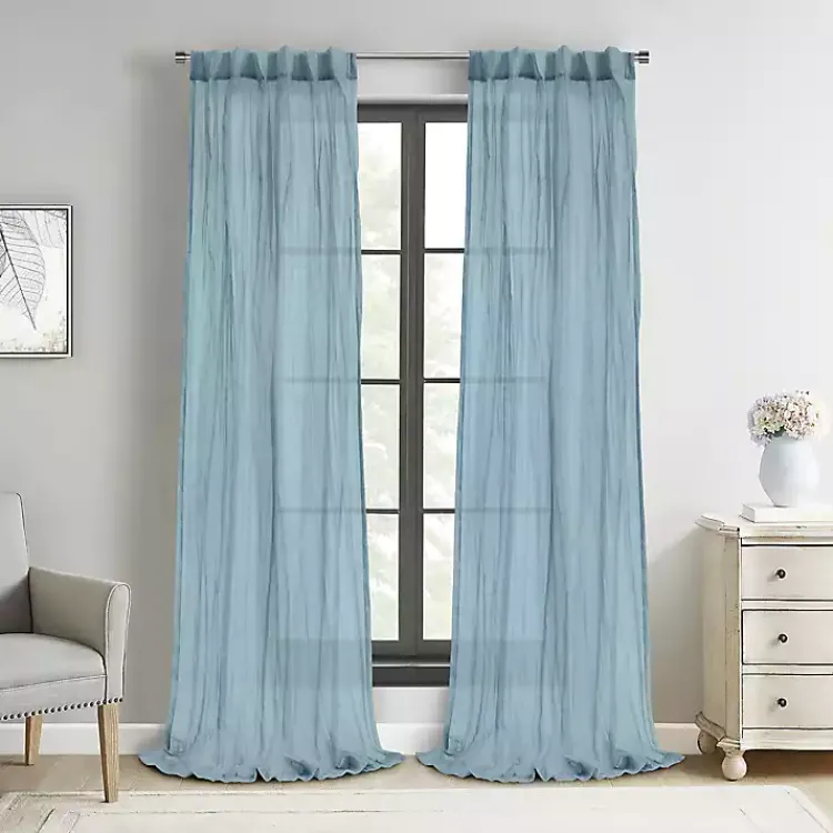 Curtains & Drapes-Kirklands Home Paloma Curtain Panel, 95 in. Blue